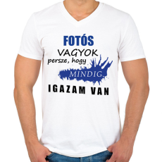 PRINTFASHION Fotós vagyok... - Férfi V-nyakú póló - Fehér