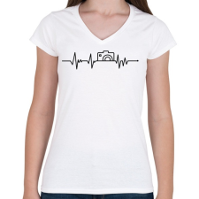 PRINTFASHION Fotózás ekg - Női V-nyakú póló - Fehér női póló