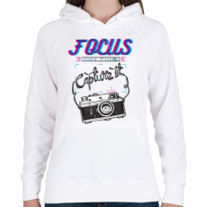 PRINTFASHION Fotózz! - Női kapucnis pulóver - Fehér