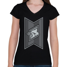 PRINTFASHION Fox Stripes - Női V-nyakú póló - Fekete női póló