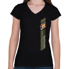 PRINTFASHION Fox Tactical - Női V-nyakú póló - Fekete női póló