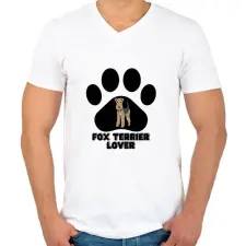 PRINTFASHION Fox Terrier Lover - Férfi V-nyakú póló - Fehér férfi póló
