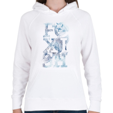 PRINTFASHION Foxish - Női kapucnis pulóver - Fehér női pulóver, kardigán