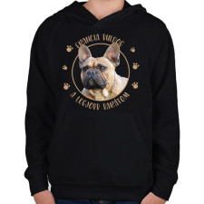 PRINTFASHION Francia buldog - Legjobb barát - Gyerek kapucnis pulóver - Fekete gyerek pulóver, kardigán