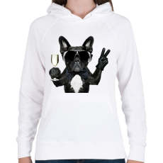 PRINTFASHION Francia Buldog - Női kapucnis pulóver - Fehér