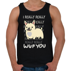 PRINTFASHION Francia bulldog bézs - Férfi atléta - Fekete