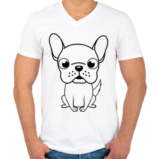 PRINTFASHION Francia bulldog - Férfi V-nyakú póló - Fehér férfi póló