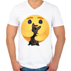 PRINTFASHION Francia bulldog - Férfi V-nyakú póló - Fehér