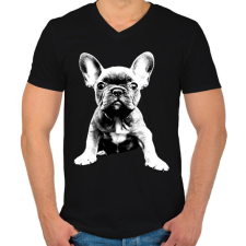 PRINTFASHION Francia Bulldog - Férfi V-nyakú póló - Fekete férfi póló