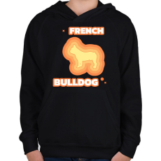 PRINTFASHION Francia bulldog - Gyerek kapucnis pulóver - Fekete