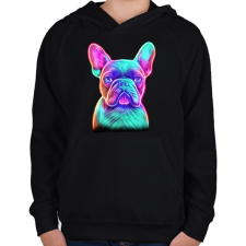 PRINTFASHION Francia bulldog  - Gyerek kapucnis pulóver - Fekete gyerek pulóver, kardigán