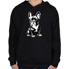 PRINTFASHION Francia bulldog - Gyerek kapucnis pulóver - Fekete