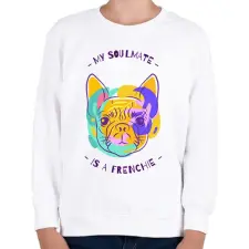 PRINTFASHION Francia Bulldog - Gyerek pulóver - Fehér gyerek pulóver, kardigán