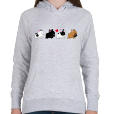 PRINTFASHION Francia bulldog kiskutyák - Női kapucnis pulóver - Sport szürke női pulóver, kardigán