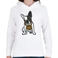 PRINTFASHION Francia bulldog - Női kapucnis pulóver - Fehér női pulóver, kardigán