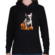 PRINTFASHION francia bulldog tökkel - Női kapucnis pulóver - Fekete női pulóver, kardigán