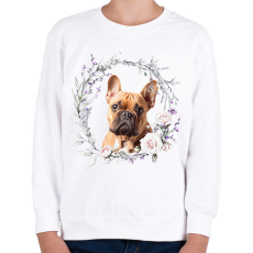 PRINTFASHION francia bulldog virágokkal - Gyerek pulóver - Fehér