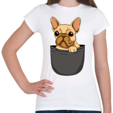 PRINTFASHION Francia bulldog zsebminta - Női póló - Fehér női póló