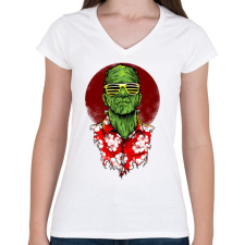 PRINTFASHION Frank nyaral - Női V-nyakú póló - Fehér női póló