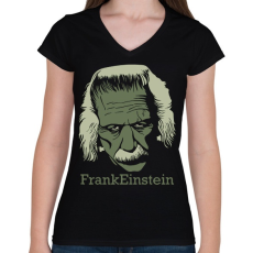 PRINTFASHION FrankEinstein - Női V-nyakú póló - Fekete