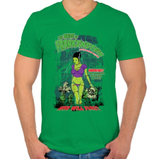 PRINTFASHION Frankenstein menyasszonya - Férfi V-nyakú póló - Zöld férfi póló