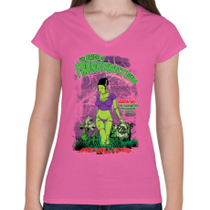 PRINTFASHION Frankenstein menyasszonya - Női V-nyakú póló - Rózsaszín
