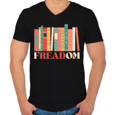 PRINTFASHION Freadom - Férfi V-nyakú póló - Fekete férfi póló