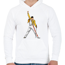 PRINTFASHION Freddie Mercury  - Férfi kapucnis pulóver - Fehér férfi pulóver, kardigán