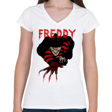 PRINTFASHION freddy cartoon - Női V-nyakú póló - Fehér női póló