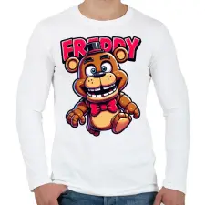 PRINTFASHION Freddy Fazbear - Férfi hosszú ujjú póló - Fehér férfi póló
