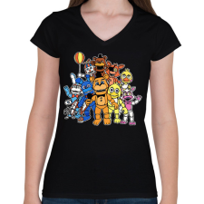 PRINTFASHION Freddy - Fazbear & Friends FNAF - Női V-nyakú póló - Fekete női póló
