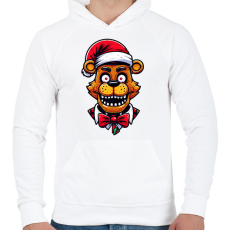 PRINTFASHION Freddy Fazbear Karácsonyi minta - Férfi kapucnis pulóver - Fehér