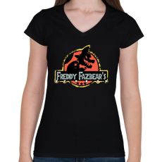 PRINTFASHION Freddy Fazbear's - Női V-nyakú póló - Fekete