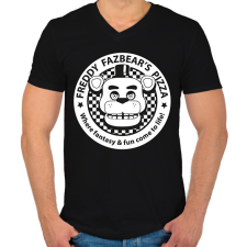 PRINTFASHION Freddy Fazbear's Pizza - Férfi V-nyakú póló - Fekete férfi póló