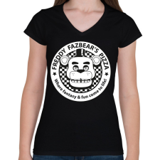 PRINTFASHION Freddy Fazbear's Pizza - Női V-nyakú póló - Fekete női póló