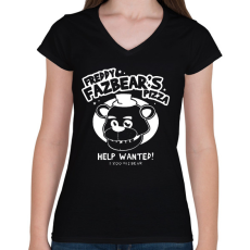 PRINTFASHION Freddy Fazbears pizza2 - Női V-nyakú póló - Fekete