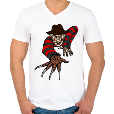 PRINTFASHION freddy - Férfi V-nyakú póló - Fehér férfi póló