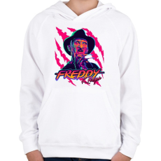 PRINTFASHION Freddy Krueger - Gyerek kapucnis pulóver - Fehér
