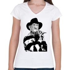 PRINTFASHION Freddy_Krueger - Női V-nyakú póló - Fehér