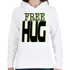 PRINTFASHION Free hug - Női kapucnis pulóver - Fehér női pulóver, kardigán