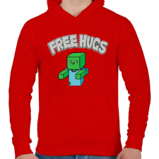 PRINTFASHION Free Hugs - Férfi kapucnis pulóver - Piros férfi pulóver, kardigán