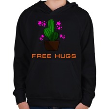 PRINTFASHION FREE HUGS - Gyerek kapucnis pulóver - Fekete gyerek pulóver, kardigán