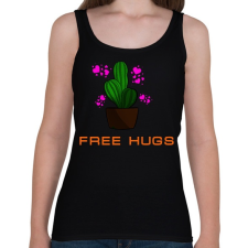 PRINTFASHION FREE HUGS - Női atléta - Fekete női trikó