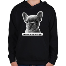 PRINTFASHION french bulldog - Gyerek kapucnis pulóver - Fekete gyerek pulóver, kardigán