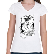 PRINTFASHION french bulldog - Női V-nyakú póló - Fehér