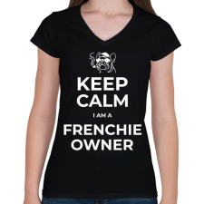 PRINTFASHION FRENCHIE OWNER - Női V-nyakú póló - Fekete női póló