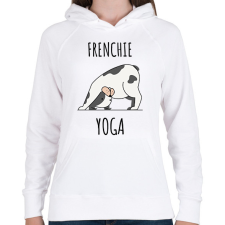 PRINTFASHION FRENCHIE YOGA - Női kapucnis pulóver - Fehér női pulóver, kardigán