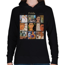 PRINTFASHION Frida - részletek - Női kapucnis pulóver - Fekete
