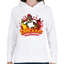 PRINTFASHION Fried Chicken - Női kapucnis pulóver - Fehér női pulóver, kardigán