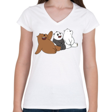 PRINTFASHION Friend Bears 2 - Női V-nyakú póló - Fehér